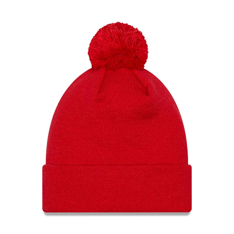 Red New Era Chicago Bulls Infill Bobble Beanie Hat Knit | CKRQ94735