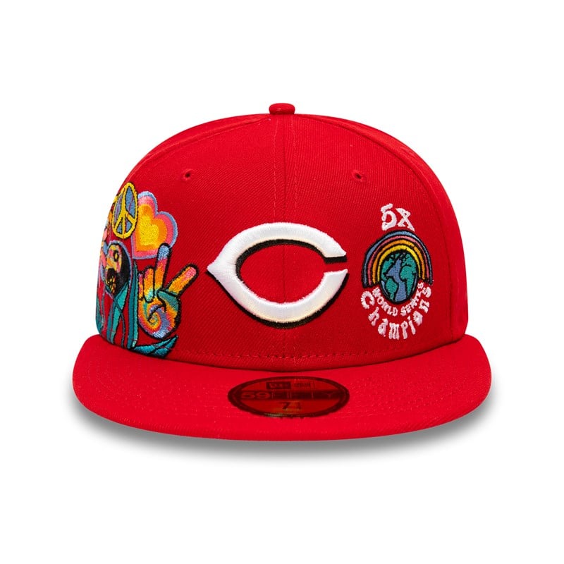 Red New Era Cincinnati Reds Groovy Fitted Cap 59fifty | GKTQ96531