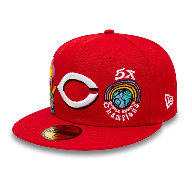 Red New Era Cincinnati Reds Groovy Fitted Cap 59fifty | GKTQ96531