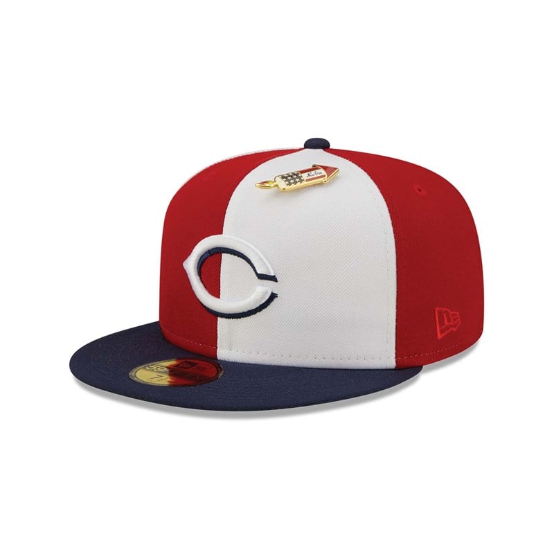 Red New Era Cincinnati Reds Pinwheel Americana Fitted Cap 59fifty | PEYO09271