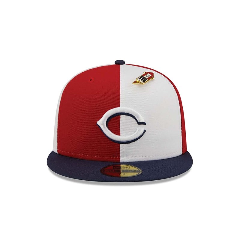 Red New Era Cincinnati Reds Pinwheel Americana Fitted Cap 59fifty | PEYO09271