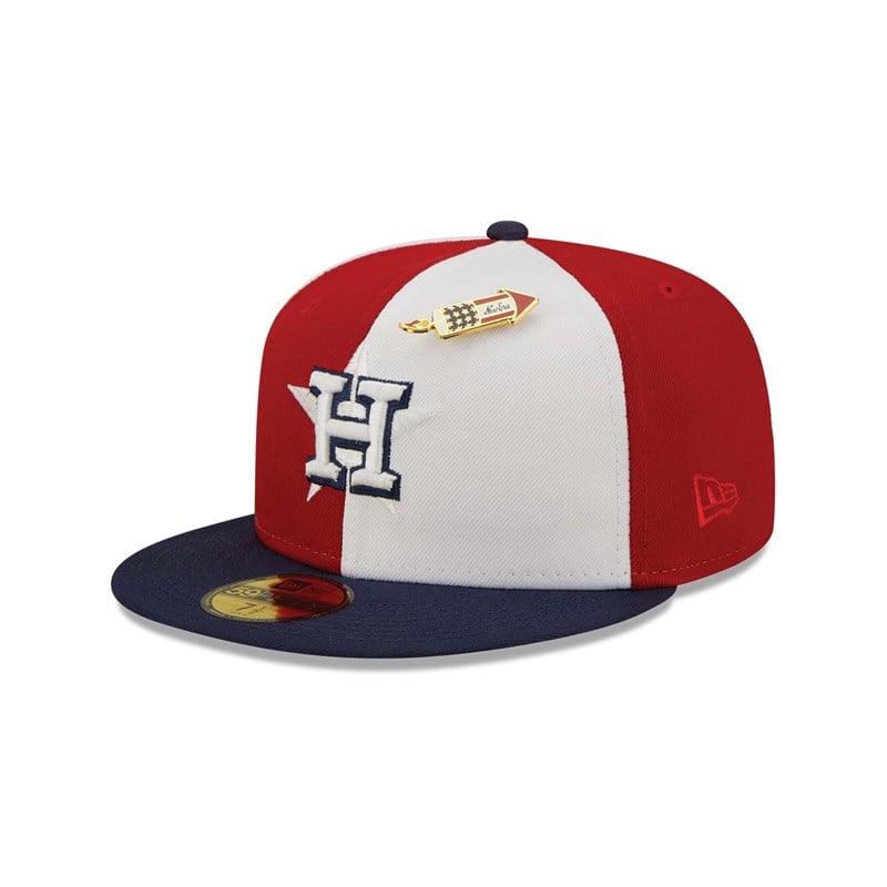 Red New Era Houston Astros Pinwheel Americana Fitted Cap 59fifty | ZDJN38761