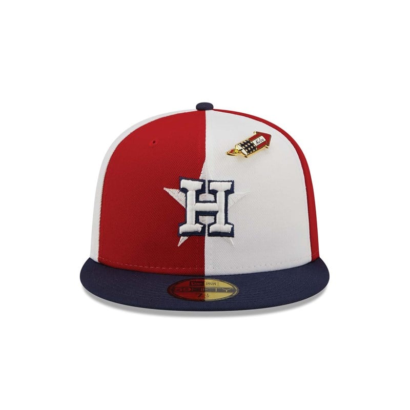 Red New Era Houston Astros Pinwheel Americana Fitted Cap 59fifty | ZDJN38761