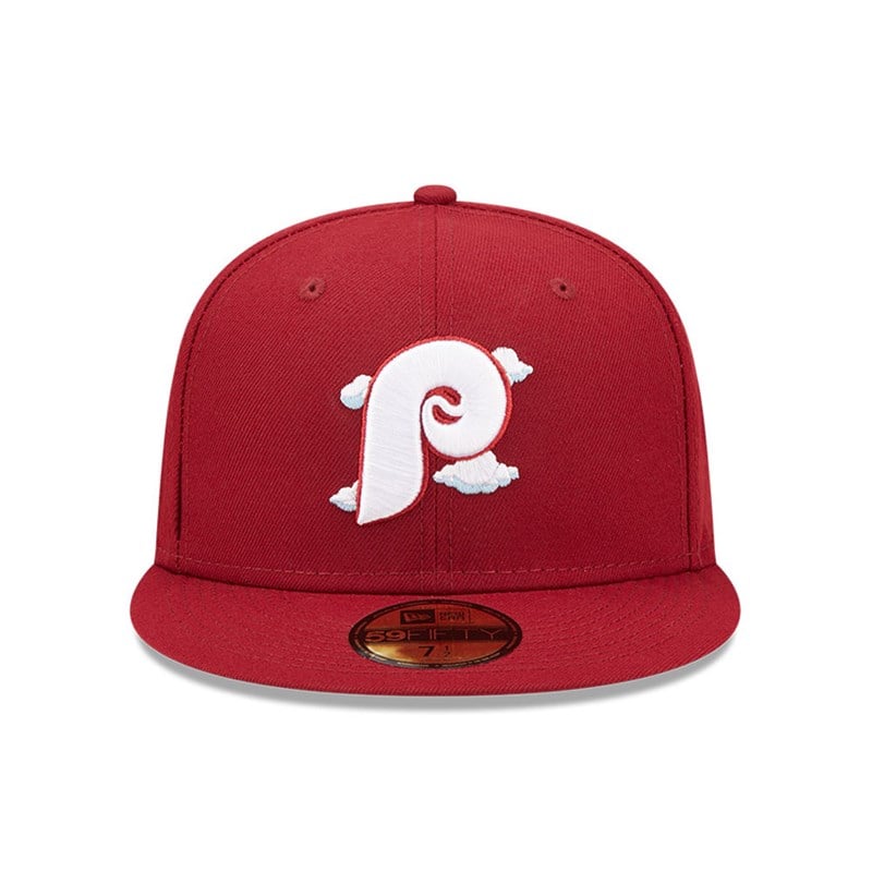 Red New Era Philadelphia Phillies Comic Cloud Fitted Cap 59fifty | IRZP34629