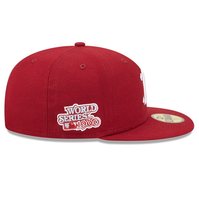 Red New Era Philadelphia Phillies Comic Cloud Fitted Cap 59fifty | IRZP34629