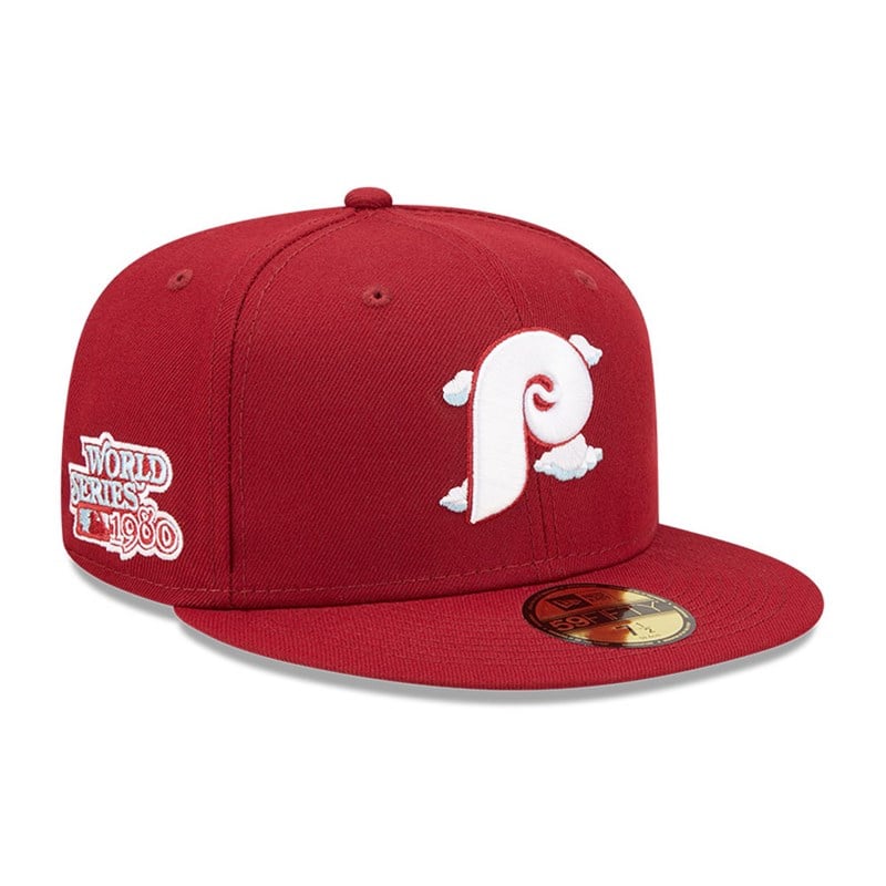 Red New Era Philadelphia Phillies Comic Cloud Fitted Cap 59fifty | IRZP34629