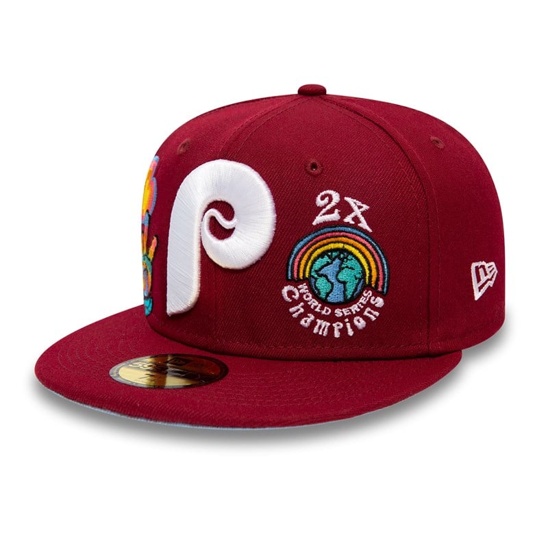 Red New Era Philadelphia Phillies Groovy Fitted Cap 59fifty | ZEPM76184