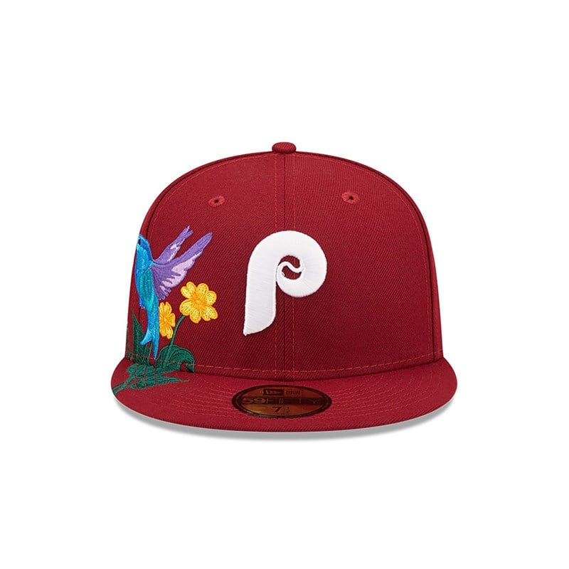 Red New Era Philadelphia Phillies MLB Blooming Fitted Cap 59fifty | VNFU94561