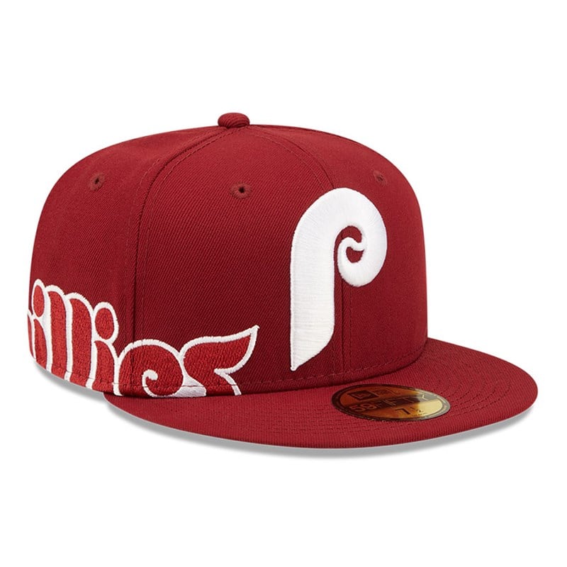 Red New Era Philadelphia Phillies MLB Side Split Fitted Cap 59fifty | EXVB02689