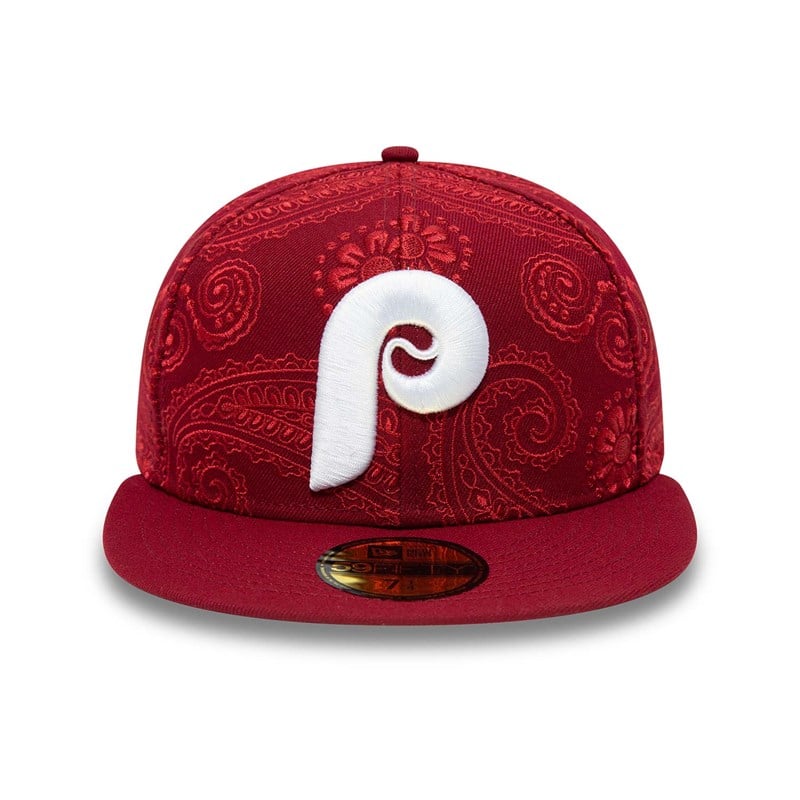 Red New Era Philadelphia Phillies MLB Swirl Fitted Cap 59fifty | VHPY95614