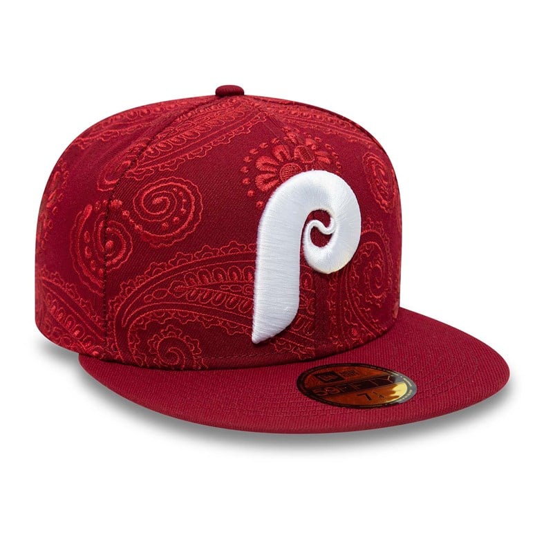 Red New Era Philadelphia Phillies MLB Swirl Fitted Cap 59fifty | VHPY95614