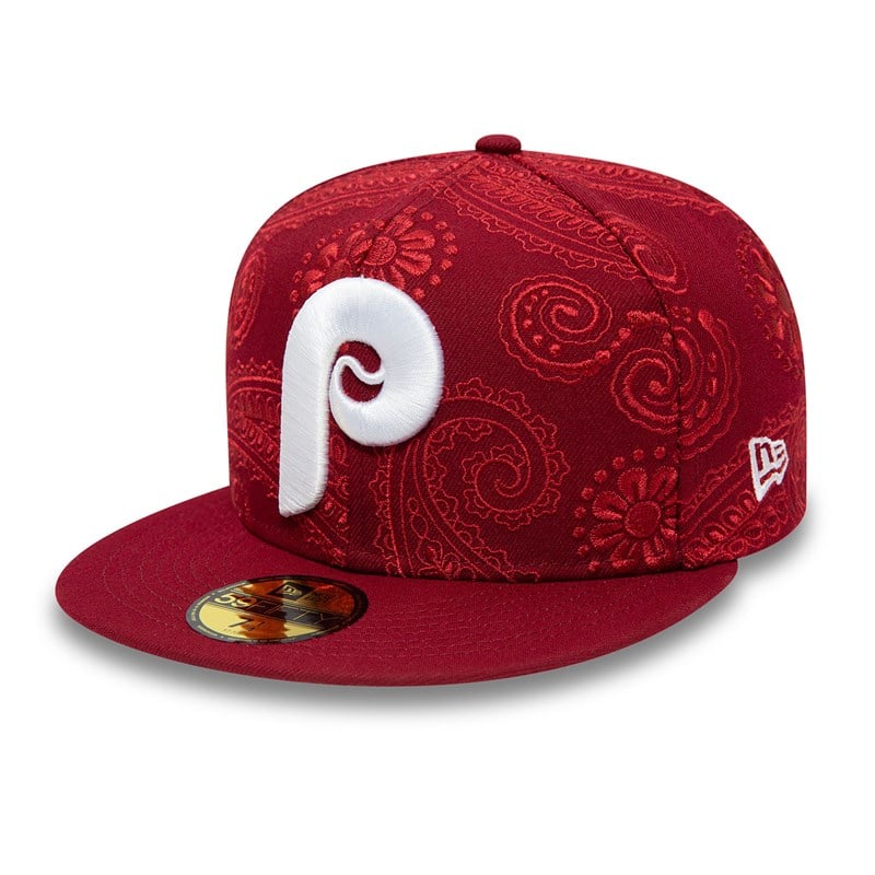 Red New Era Philadelphia Phillies MLB Swirl Fitted Cap 59fifty | VHPY95614