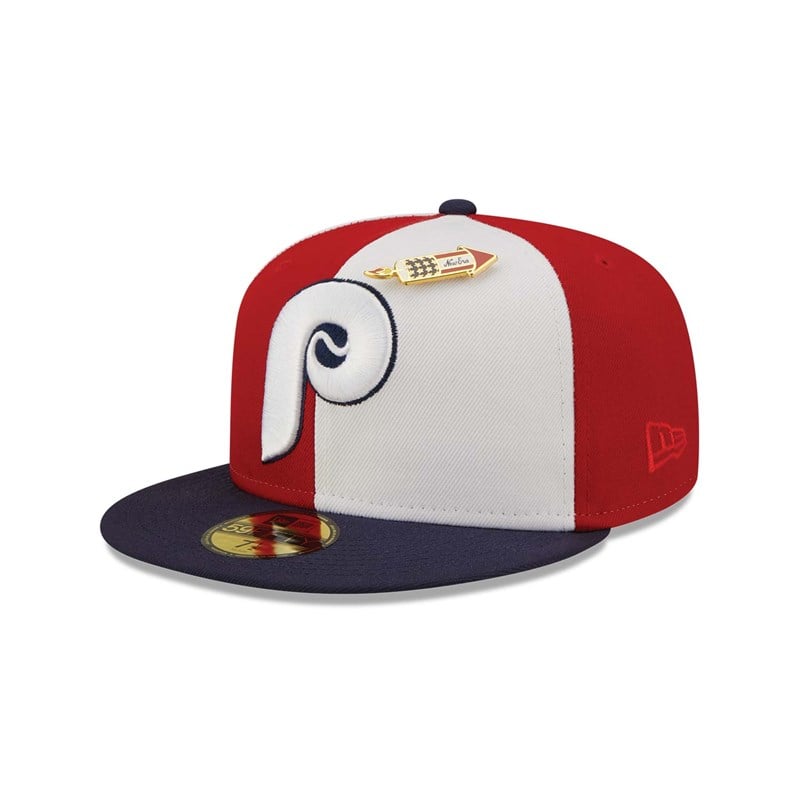 Red New Era Philadelphia Phillies Pinwheel Americana Fitted Cap 59fifty | GKJB74386