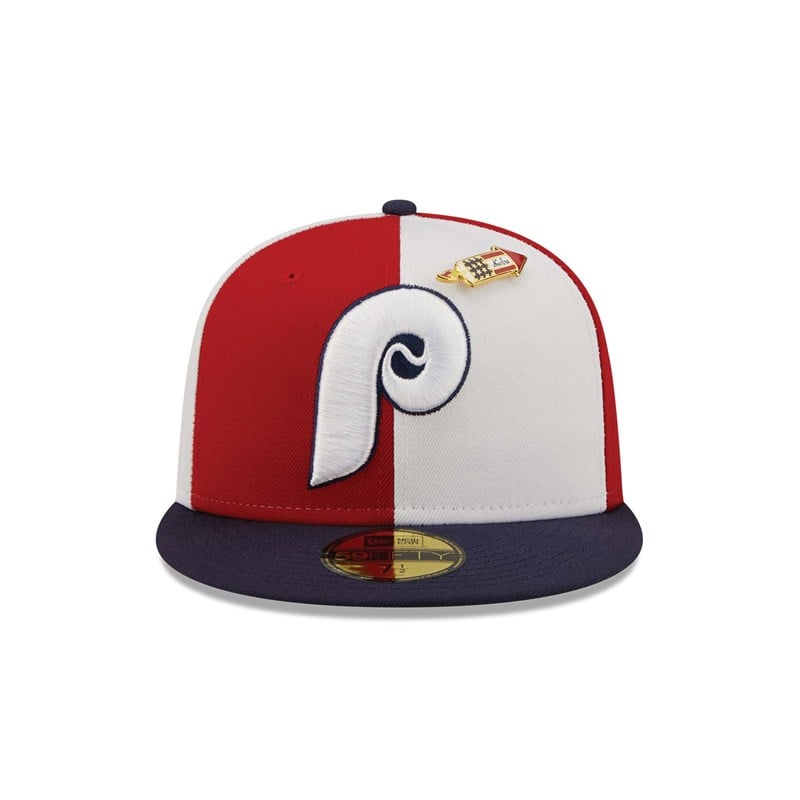 Red New Era Philadelphia Phillies Pinwheel Americana Fitted Cap 59fifty | GKJB74386