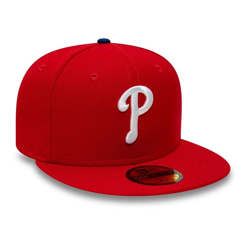 Red New Era Philadelphia Phillies Premium Authentic On Field Game Wool Fitted Cap 59fifty | VAPG16038