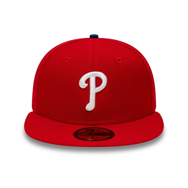 Red New Era Philadelphia Phillies Premium Authentic On Field Game Wool Fitted Cap 59fifty | VAPG16038