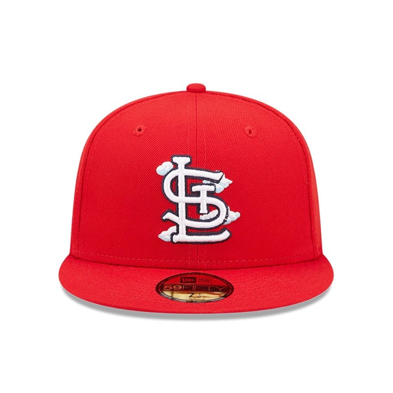 Red New Era St. Louis Cardinals Comic Cloud Fitted Cap 59fifty | MULJ28476