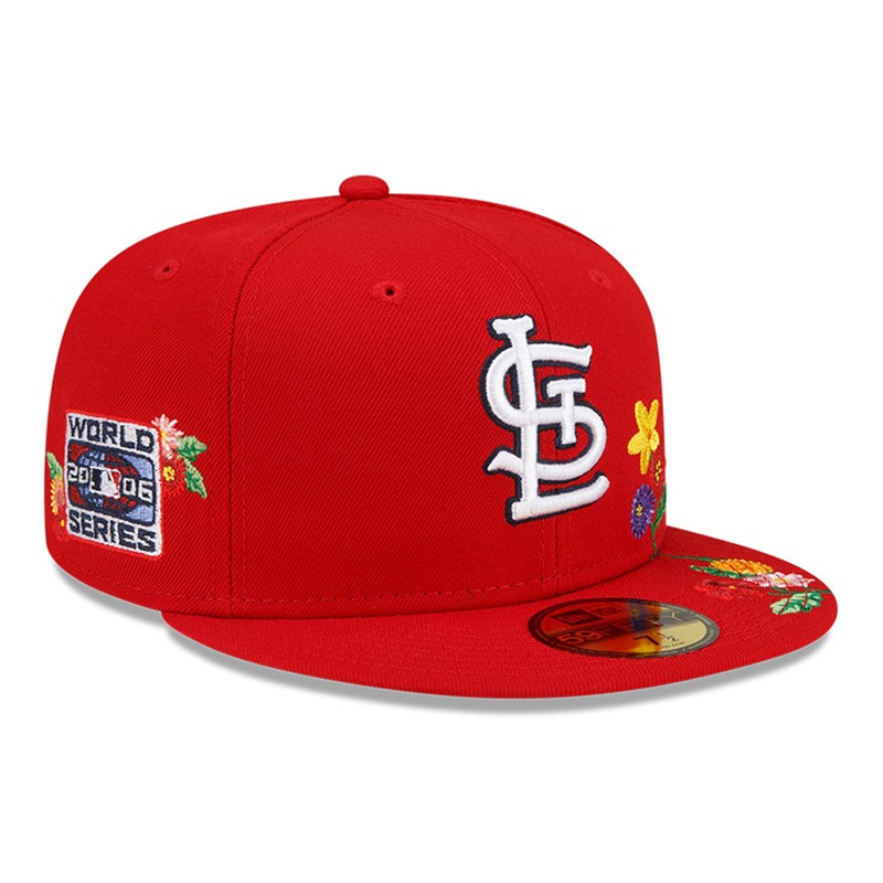 Red New Era St. Louis Cardinals Visor Bloom Fitted Cap 59fifty | CUXN75146