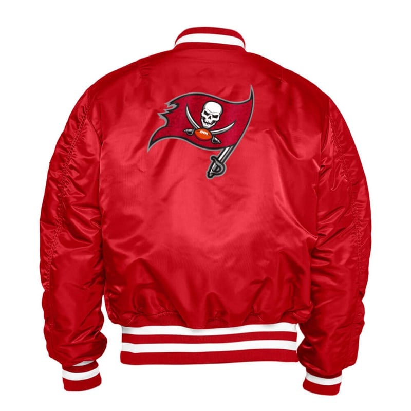 Red New Era Tampa Bay Buccaneers X Alpha Industries Reversible Bomber Jacket | SIBG36985