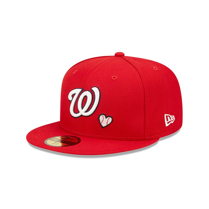 Red New Era Washington MLB Team Heart Fitted Cap 59fifty | VOXN19247