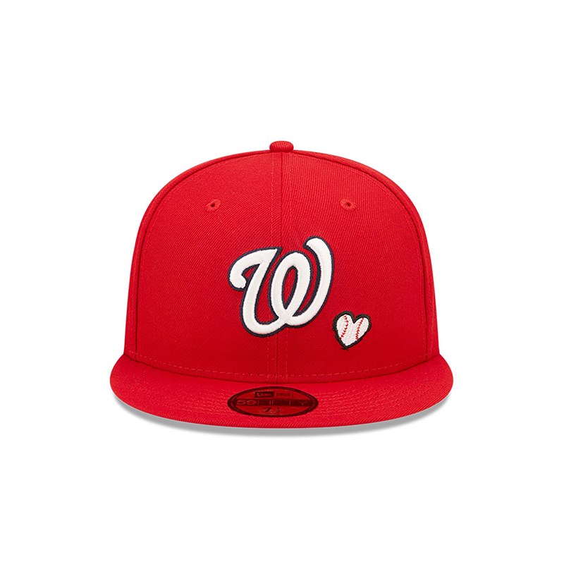 Red New Era Washington MLB Team Heart Fitted Cap 59fifty | VOXN19247