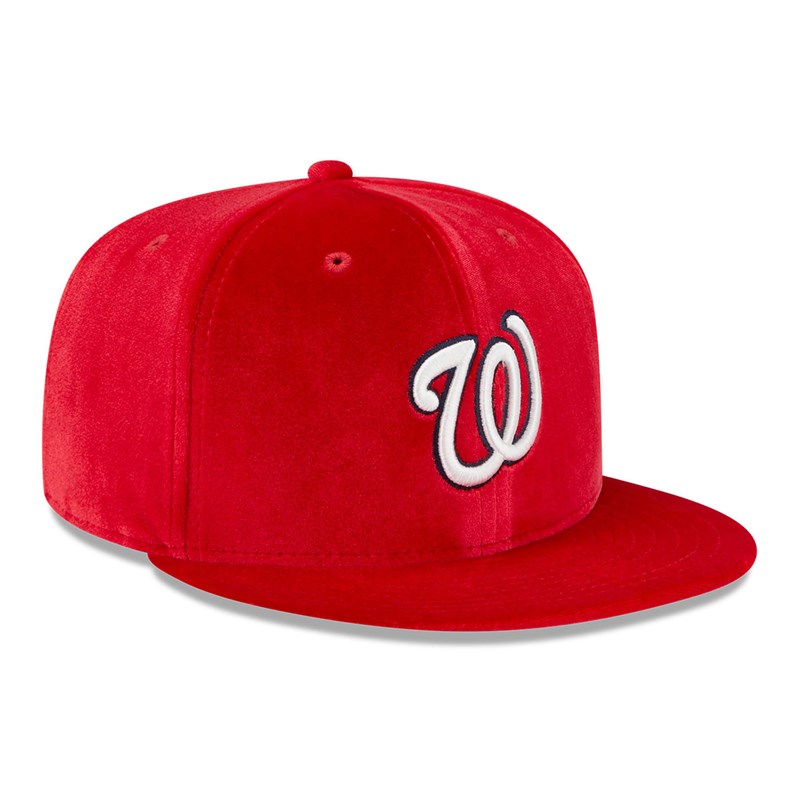 Red New Era Washington Nationals Velvet Fitted Cap 59fifty | VXAO74162