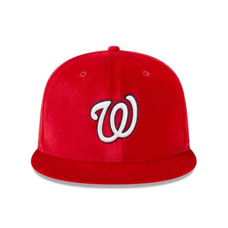 Red New Era Washington Nationals Velvet Fitted Cap 59fifty | VXAO74162