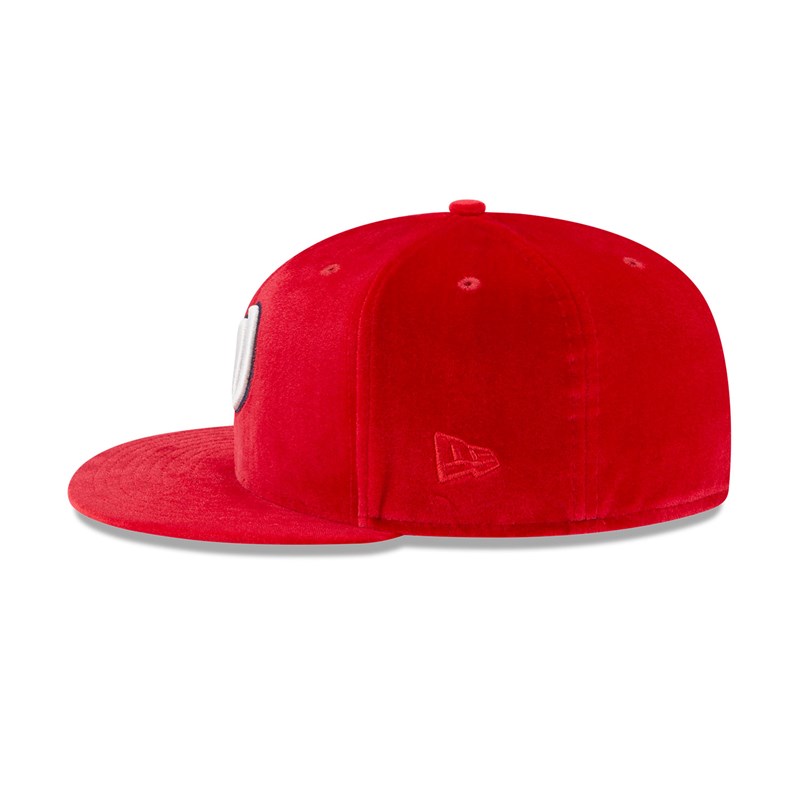 Red New Era Washington Nationals Velvet Fitted Cap 59fifty | VXAO74162