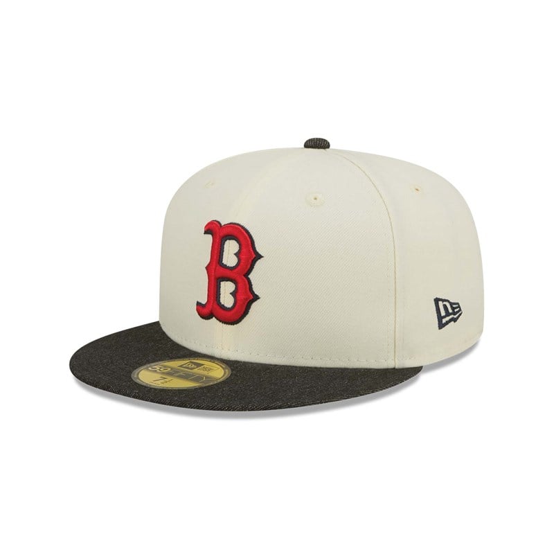 White New Era Boston Sox MLB Chrome Fitted Cap 59fifty | EOJH04629