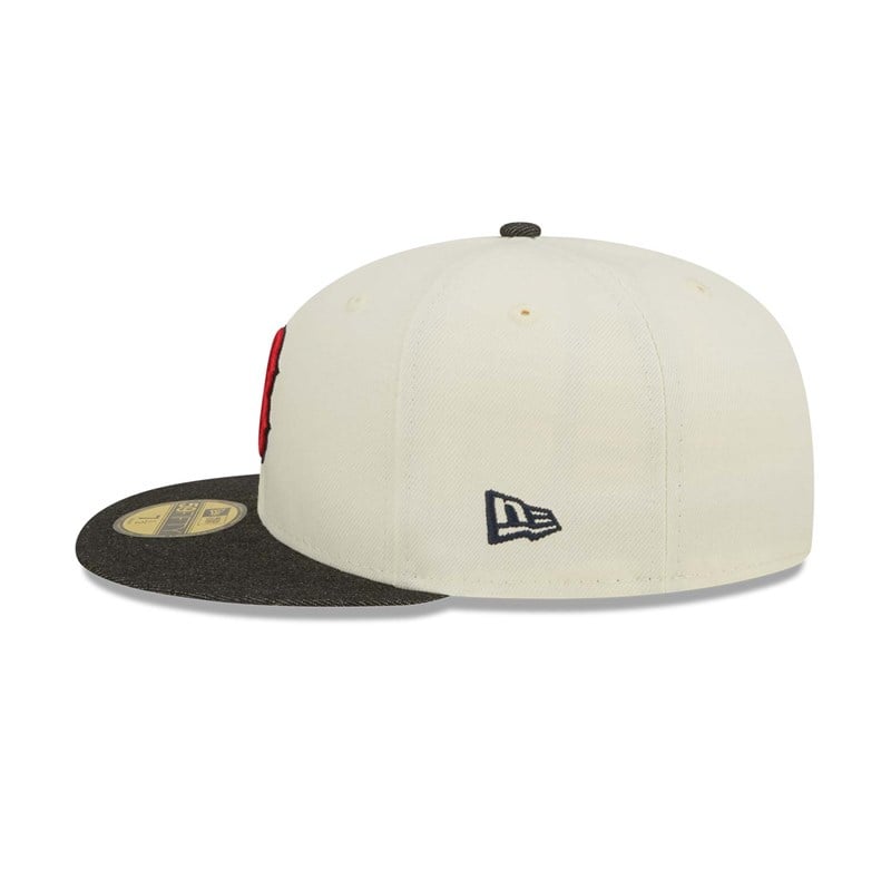 White New Era Boston Sox MLB Chrome Fitted Cap 59fifty | EOJH04629