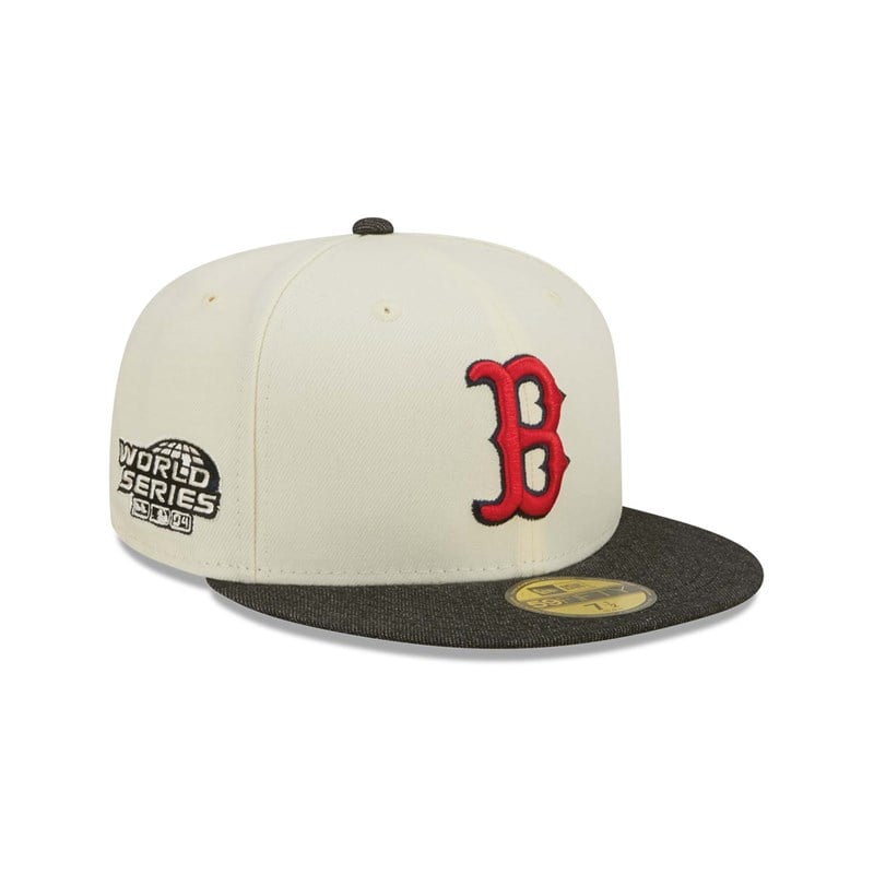 White New Era Boston Sox MLB Chrome Fitted Cap 59fifty | EOJH04629