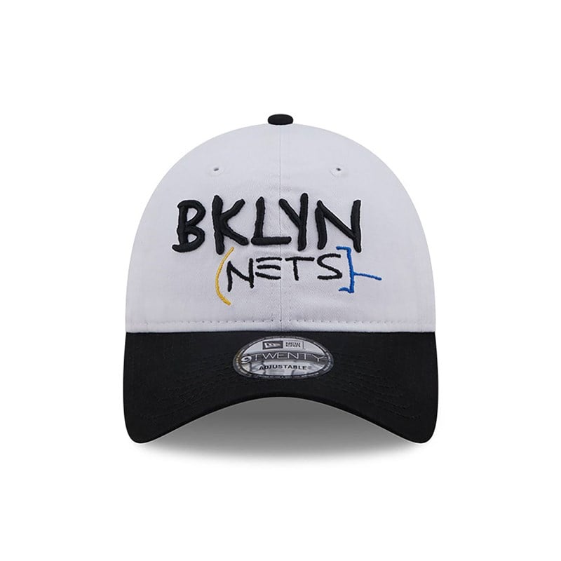 White New Era Brooklyn Nets Authentics City Edition Adjustable Cap 9twenty | RLEA56940