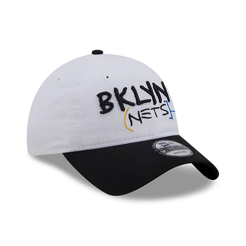 White New Era Brooklyn Nets Authentics City Edition Adjustable Cap 9twenty | RLEA56940