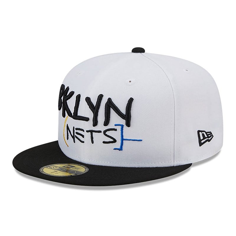 White New Era Brooklyn Nets Authentics City Edition Fitted Cap 59fifty | RMKA59132