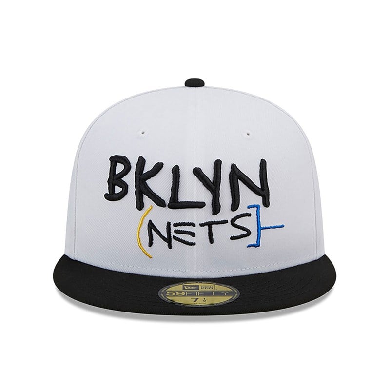 White New Era Brooklyn Nets Authentics City Edition Fitted Cap 59fifty | RMKA59132