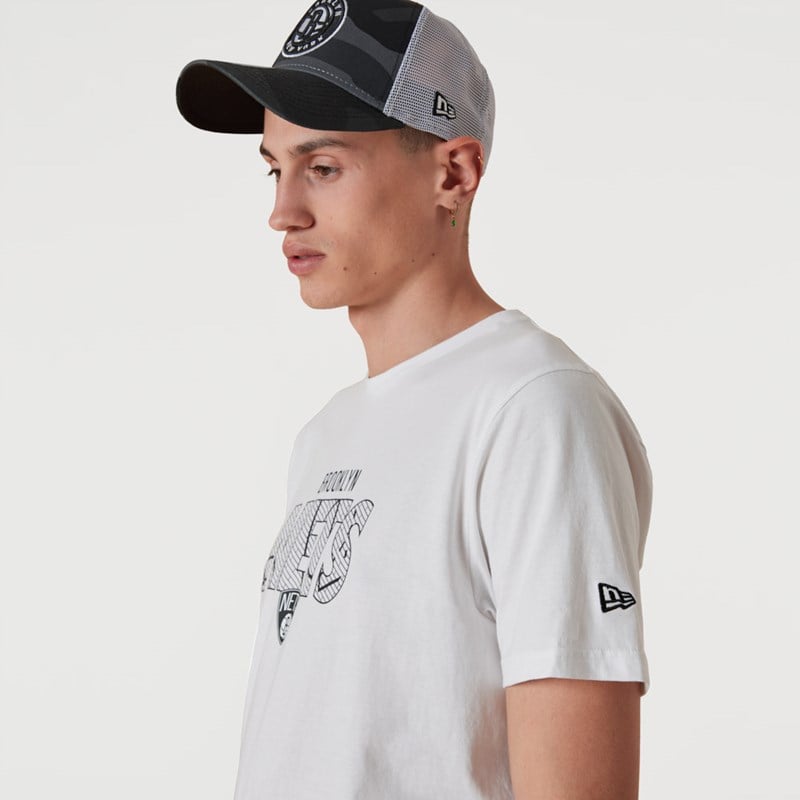 White New Era Brooklyn Nets NBA Wordmark T-Shirt | RJQA13945