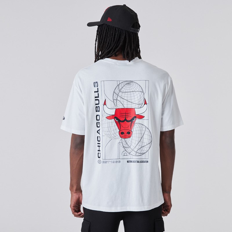 White New Era Chicago Bulls Basketball Graphic T-Shirt | MUND50742