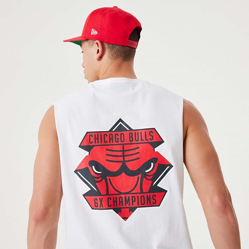 White New Era Chicago Bulls NBA Championship Tank Top T-Shirt | OACM53902