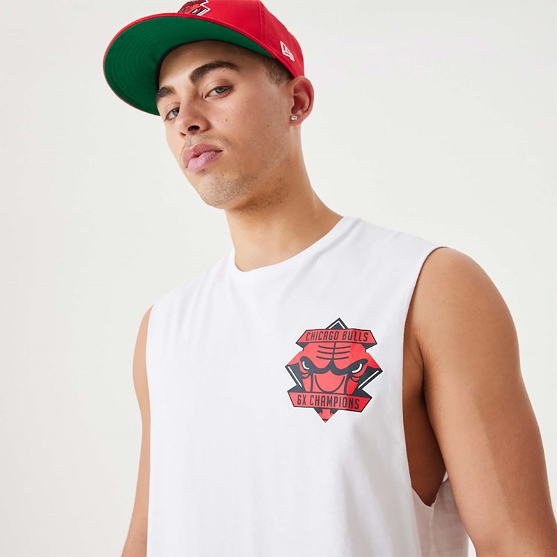 White New Era Chicago Bulls NBA Championship Tank Top T-Shirt | OACM53902