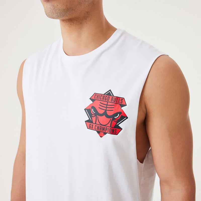 White New Era Chicago Bulls NBA Championship Tank Top T-Shirt | OACM53902