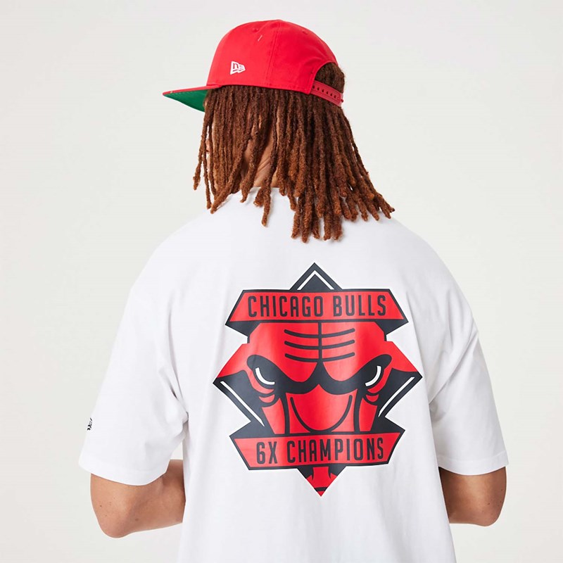 White New Era Chicago Bulls NBA Championship Oversized T-Shirt | UVSX75896