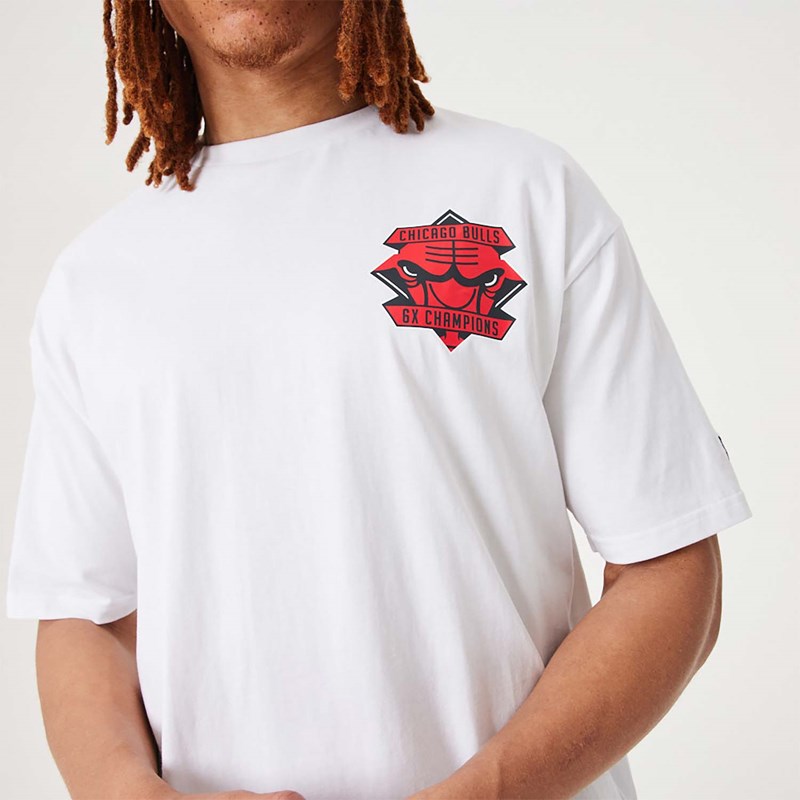 White New Era Chicago Bulls NBA Championship Oversized T-Shirt | UVSX75896