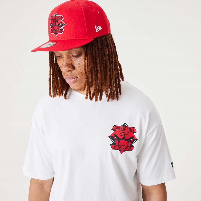 White New Era Chicago Bulls NBA Championship Oversized T-Shirt | UVSX75896