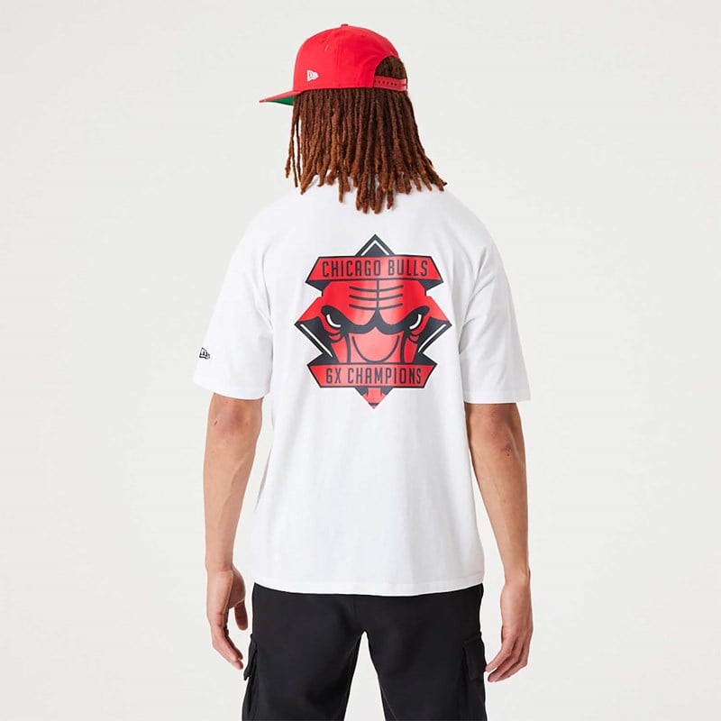 White New Era Chicago Bulls NBA Championship Oversized T-Shirt | UVSX75896