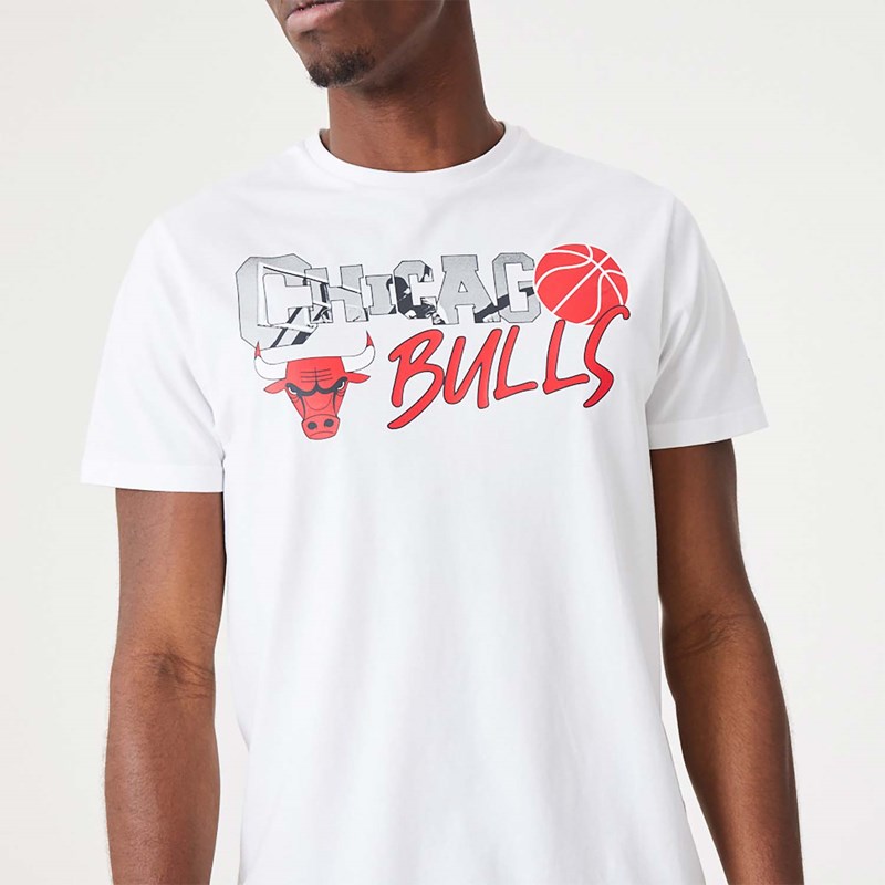 White New Era Chicago Bulls NBA Infill Graphic T-Shirt | SETO08163