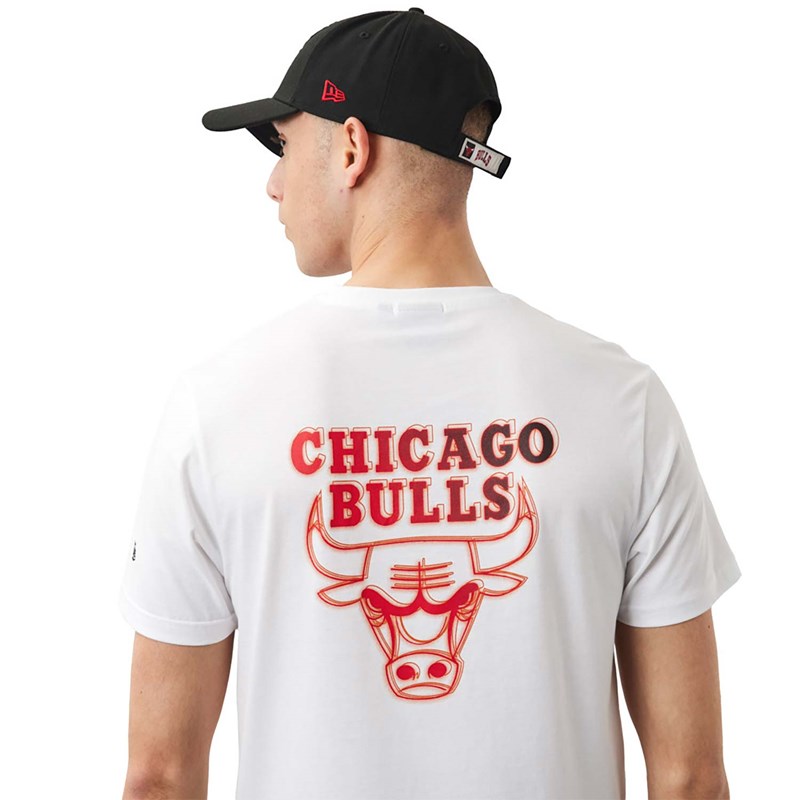 White New Era Chicago Bulls NBA Neon Fade T-Shirt | ZRPA96570