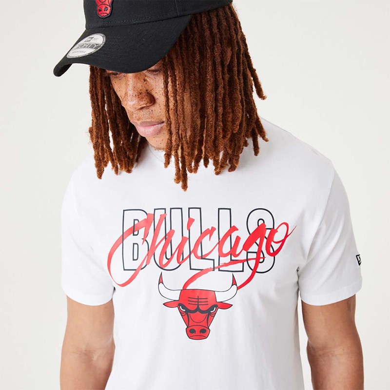 White New Era Chicago Bulls NBA Script T-Shirt | IMOJ13258