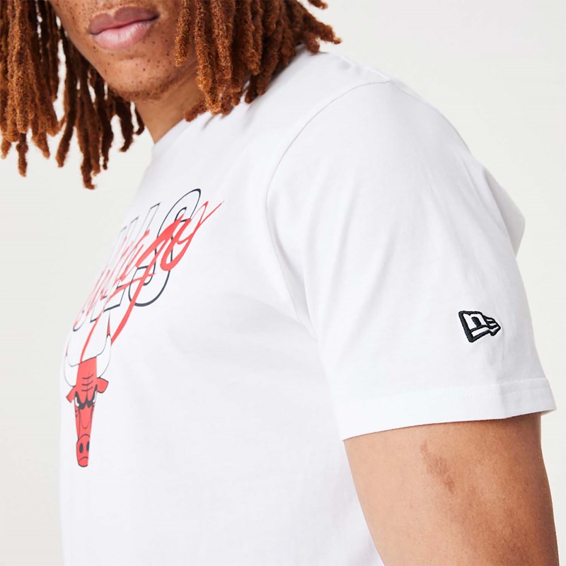 White New Era Chicago Bulls NBA Script T-Shirt | IMOJ13258