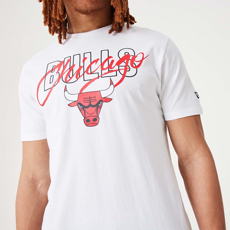 White New Era Chicago Bulls NBA Script T-Shirt | IMOJ13258