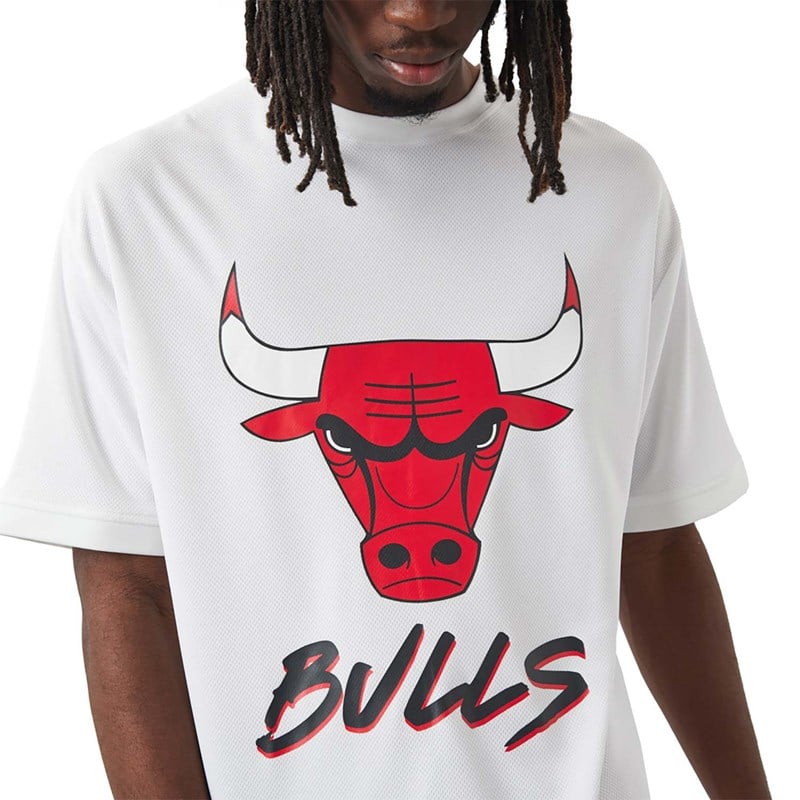 White New Era Chicago Bulls NBA Script T-Shirt | KHRM70953